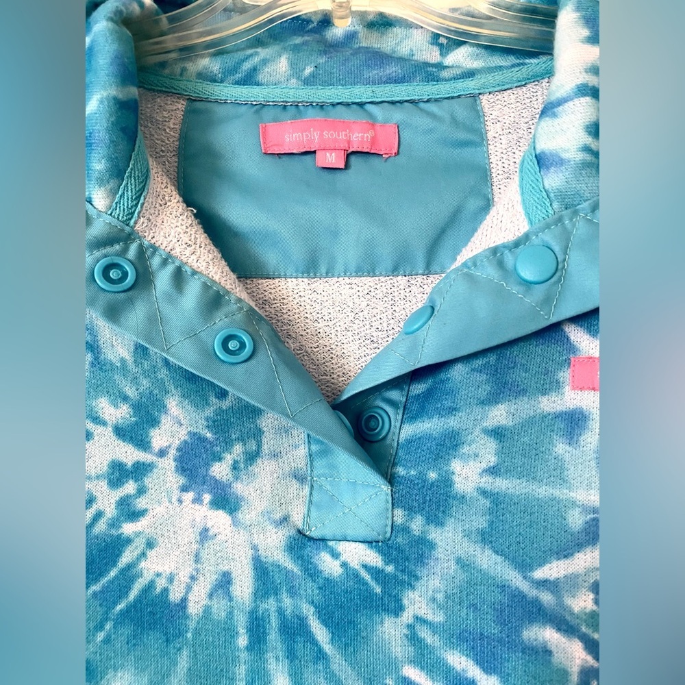Simply Southern Pullover Sweatshirt in Teal/Blue/White Tie-Dye M - Picture 4 of 7